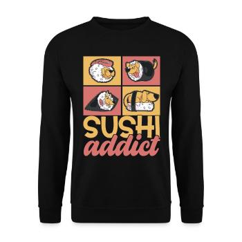 Sushi Kawaii - Sweat-shirt Unisexe - noir - Devant - Alina (178cm) & Michal (187cm)