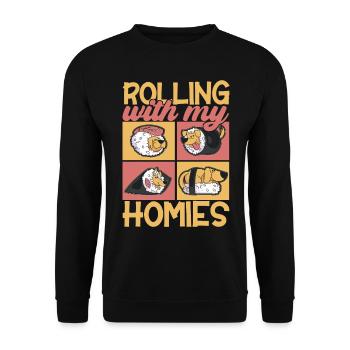 Sushi Kawaii - Sweat-shirt Unisexe - noir - Devant - Alina (178cm) & Michal (187cm)