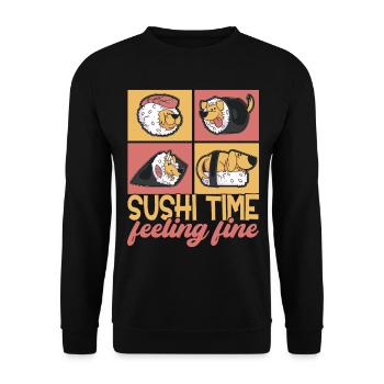 Sushi Kawaii - Sweat-shirt Unisexe - noir - Devant - Alina (178cm) & Michal (187cm)