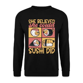 Sushi Kawaii - Sweat-shirt Unisexe - noir - Devant - Alina (178cm) & Michal (187cm)