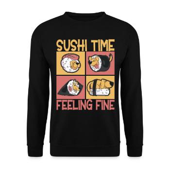 Sushi Kawaii - Sweat-shirt Unisexe - noir - Devant - Alina (178cm) & Michal (187cm)