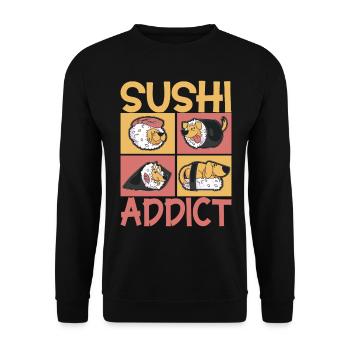 Sushi Kawaii - Sweat-shirt Unisexe - noir - Devant - Alina (178cm) & Michal (187cm)