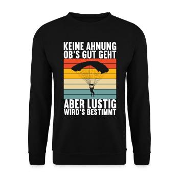 Fallschirmspringer Fallschirmsprung Skydiving - Unisex Pullover - Schwarz - Vorne - Alina (178cm) & Michal (187cm)