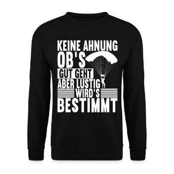 Fallschirmspringer Fallschirmsprung Skydiving - Unisex Pullover - Schwarz - Vorne - Alina (178cm) & Michal (187cm)