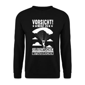 Fallschirmspringer Fallschirmsprung Skydiving - Unisex Pullover - Schwarz - Vorne - Alina (178cm) & Michal (187cm)