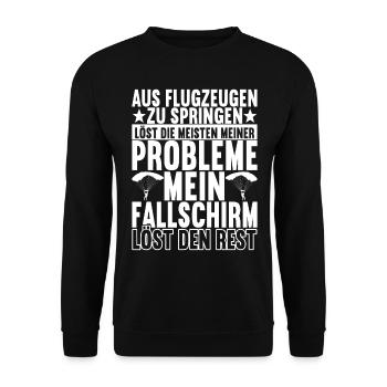 Fallschirmspringer Fallschirmsprung Skydiving - Unisex Pullover - Schwarz - Vorne - Alina (178cm) & Michal (187cm)