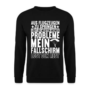 Fallschirmspringer Fallschirmsprung Skydiving - Unisex Pullover - Schwarz - Vorne - Alina (178cm) & Michal (187cm)