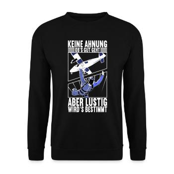 Fallschirmspringer Fallschirmsprung Skydiving - Unisex Pullover - Schwarz - Vorne - Alina (178cm) & Michal (187cm)