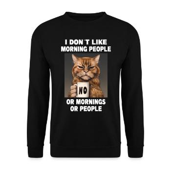 Ne pas aimer les gens du matin Grumpy Funny Cat - Sweat-shirt Unisexe - noir - Devant - Alina (178cm) & Michal (187cm)