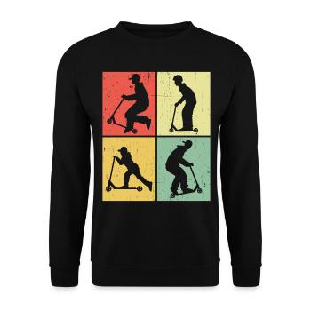 Scooter Stunt Scooter for Kids Retro - Unisex Sweatshirt - black - Front - Alina (178cm) & Michal (187cm)