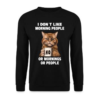 Ne pas aimer les gens du matin Grumpy Funny Cat - Sweat-shirt Unisexe - noir - Devant - Alina (178cm) & Michal (187cm)
