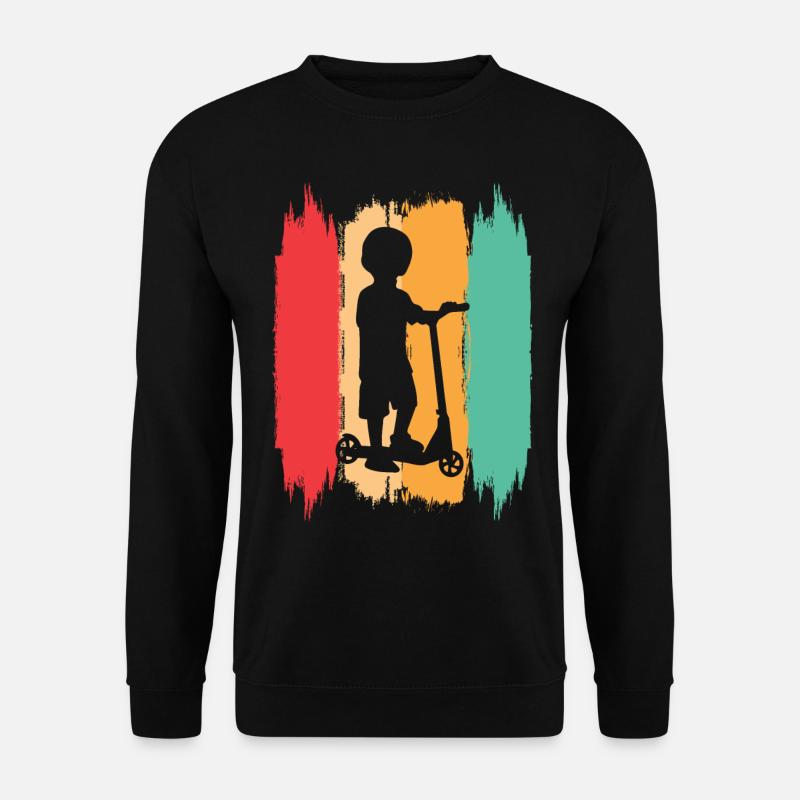 Scooter Stunt Roller für Kinder Retro - Unisex Pullover - Schwarz