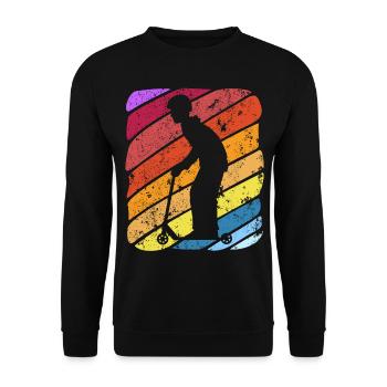 Scooter Stunt Scooter for Kids Retro - Unisex Sweatshirt - black - Front - Alina (178cm) & Michal (187cm)