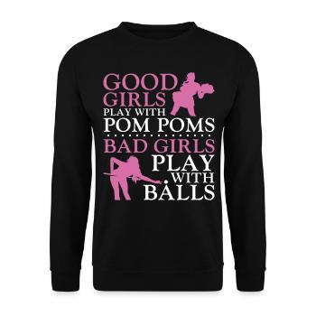Billiards Pool Player Ball Girl - Unisex Sweatshirt - black - Front - Alina (178cm) & Michal (187cm)