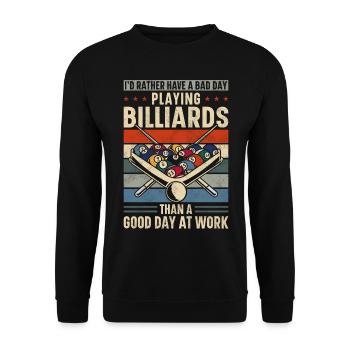 Billiards Pool Player Ball Retro - Unisex Sweatshirt - black - Front - Alina (178cm) & Michal (187cm)