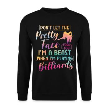 Billiards Pool Player Ball Girl - Unisex Pullover - Schwarz - Vorne - Alina (178cm) & Michal (187cm)