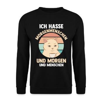 Ich Hasse Morgenmenschen Und Morgen Und Menschen K - Unisex Pullover - Schwarz - Vorne - Alina (178cm) & Michal (187cm)