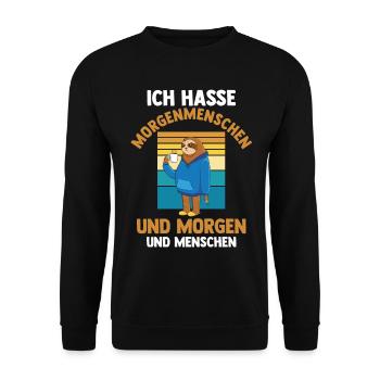 Ich Hasse Morgenmenschen Und Morgen Und Menschen F - Unisex Pullover - Schwarz - Vorne - Alina (178cm) & Michal (187cm)