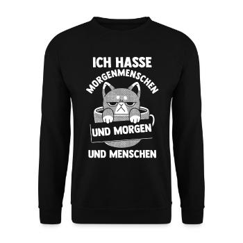 Ich Hasse Morgenmenschen Und Morgen Und Menschen K - Unisex Pullover - Schwarz - Vorne - Alina (178cm) & Michal (187cm)