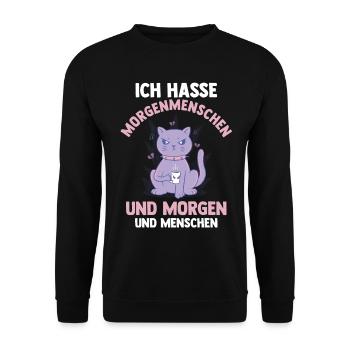 Ich Hasse Morgenmenschen Und Morgen Und Menschen K - Unisex Pullover - Schwarz - Vorne - Alina (178cm) & Michal (187cm)
