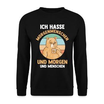 Ich Hasse Morgenmenschen Und Morgen Und Menschen B - Unisex Pullover - Schwarz - Vorne - Alina (178cm) & Michal (187cm)