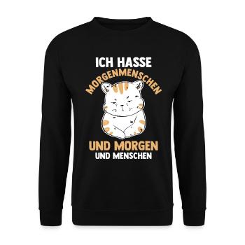 Ich Hasse Morgenmenschen Und Morgen Und Menschen K - Unisex Pullover - Schwarz - Vorne - Alina (178cm) & Michal (187cm)