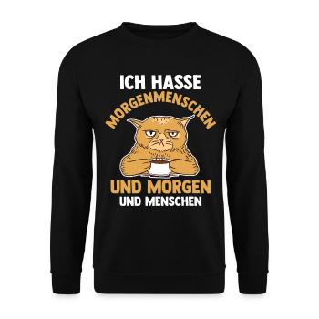 Ich Hasse Morgenmenschen Und Morgen Und Menschen K - Unisex Pullover - Schwarz - Vorne - Alina (178cm) & Michal (187cm)