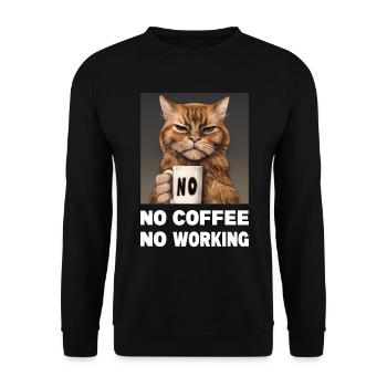 no coffee no working. Grumpy Funny Cat - Unisex Sweatshirt - black - Front - Alina (178cm) & Michal (187cm)