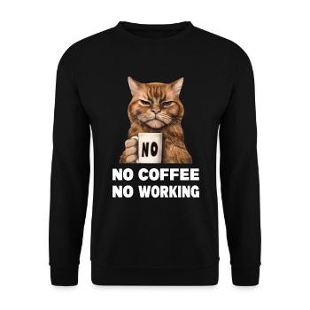 no coffee no working. Grumpy Funny Cat - Unisex Sweatshirt - black - Front - Alina (178cm) & Michal (187cm)