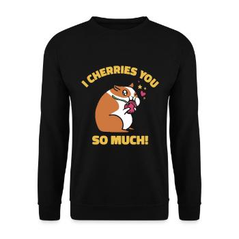 Mignon animal hamster cerise nourriture pour animaux de compagnie - Sweat-shirt Unisexe - noir - Devant - Alina (178cm) & Michal (187cm)