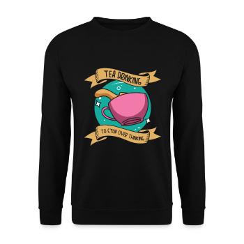 Tea Overthinking Tea Lover Teetasse Overthinker - Unisex Pullover - Schwarz - Vorne - Alina (178cm) & Michal (187cm)