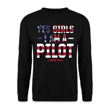 Pilote de drone - Oui les filles Je suis un pilote Un pilote de drone - Sweat-shirt Unisexe - noir - Devant - Alina (178cm) & Michal (187cm)