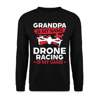 Grandpa Is My Name Drone Racing Is My Game - Unisex Pullover - Schwarz - Vorne - Alina (178cm) & Michal (187cm)
