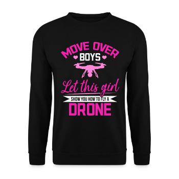 Quadcopter Drone Pilot Girl Drone Pilot - Unisex Pullover - Schwarz - Vorne - Alina (178cm) & Michal (187cm)