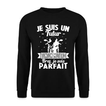 Je suis un futur Tonton Motard Humour Tonton - Sweat-shirt Unisexe - noir - Devant - Alina (178cm) & Michal (187cm)