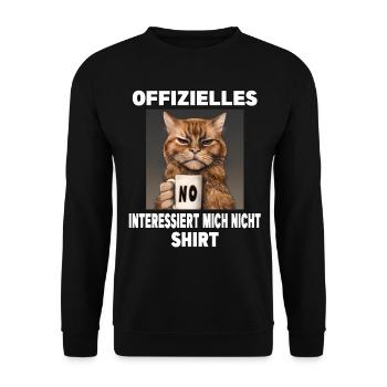 Mürrische Lustige Katze Interessiert mich nicht - Unisex Pullover - Schwarz - Vorne - Alina (178cm) & Michal (187cm)