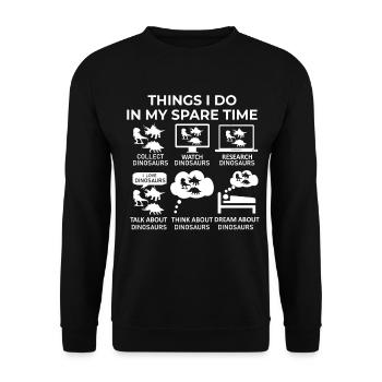 Ce que je fais pendant mon temps libre - Dinosaures - Sweat-shirt Unisexe - noir - Devant - Alina (178cm) & Michal (187cm)