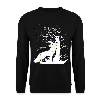 Fox Forest Animals Snow Winter Christmas Gift - Unisex Sweatshirt - black - Front - Alina (178cm) & Michal (187cm)