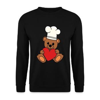 Teddy Love Heart Art culinaire Hobby Chef Chef - Sweat-shirt Unisexe - noir - Devant - Alina (178cm) & Michal (187cm)