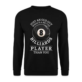 Billiards Pool Player Ball Grandpa - Unisex Pullover - Schwarz - Vorne - Alina (178cm) & Michal (187cm)