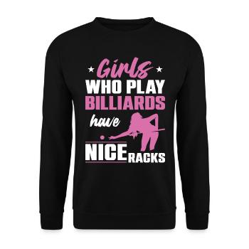 Billiards Pool Player Ball Girl - Unisex Sweatshirt - black - Front - Alina (178cm) & Michal (187cm)