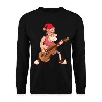 Contrebassiste du Père Noël - Père Noël Double Bass Pla - Sweat-shirt Unisexe - noir - Devant - Alina (178cm) & Michal (187cm)