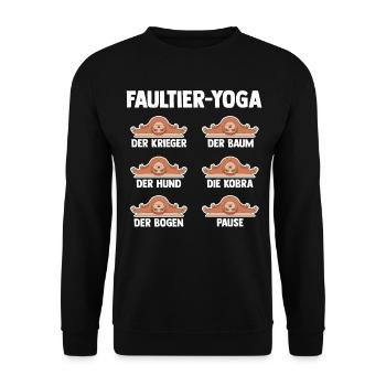 Faultier Yoga - Unisex Pullover - Schwarz - Vorne - Alina (178cm) & Michal (187cm)