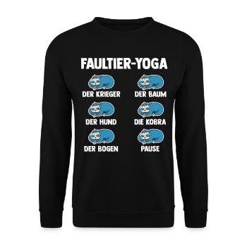 Faultier Yoga - Unisex Pullover - Schwarz - Vorne - Alina (178cm) & Michal (187cm)