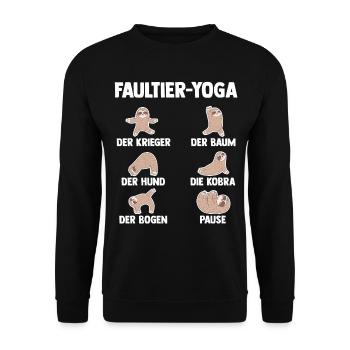 Faultier Yoga - Unisex Pullover - Schwarz - Vorne - Alina (178cm) & Michal (187cm)