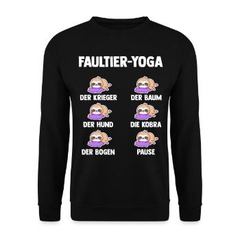 Faultier Yoga - Unisex Pullover - Schwarz - Vorne - Alina (178cm) & Michal (187cm)