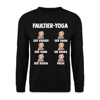 Faultier Yoga - Unisex Pullover - Schwarz - Vorne - Alina (178cm) & Michal (187cm)