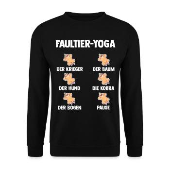 Faultier Yoga - Unisex Pullover - Schwarz - Vorne - Alina (178cm) & Michal (187cm)