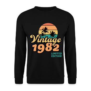 Millésime 1982 Année de construction Idée cadeau Vintage Rétro - Sweat-shirt Unisexe - noir - Devant - Alina (178cm) & Michal (187cm)