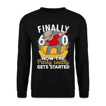 60. Geburtstag Mann 60 Jahre alt 60ter 60er Opa - Unisex Pullover - Schwarz - Vorne - Alina (178cm) & Michal (187cm)